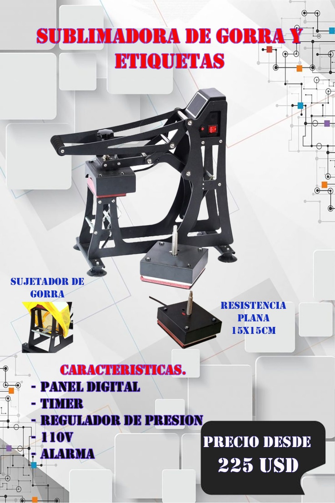 Sublimadora de gorra y etiquetas