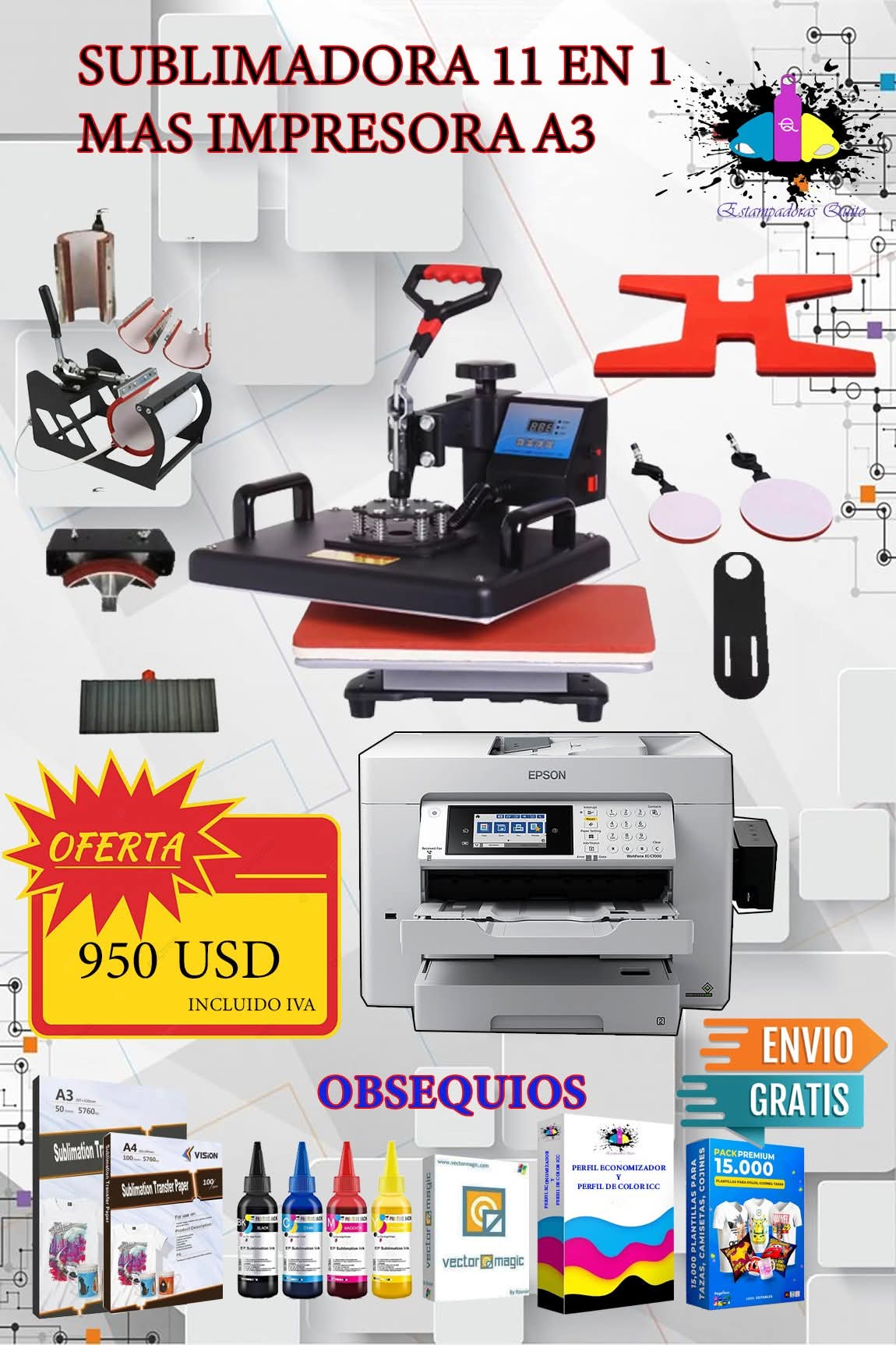 Sublimadora 11 en 1 más impresora A3