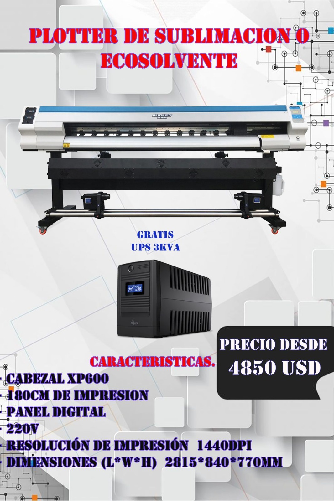 Plotter de sublimación o ecosolvente
