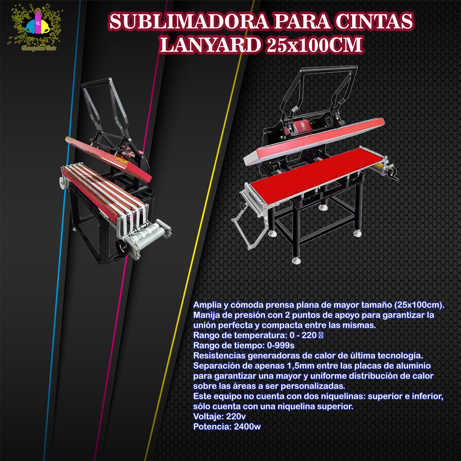 SUBLIMADORA PARA CINTAS LANYARD 25X100CM